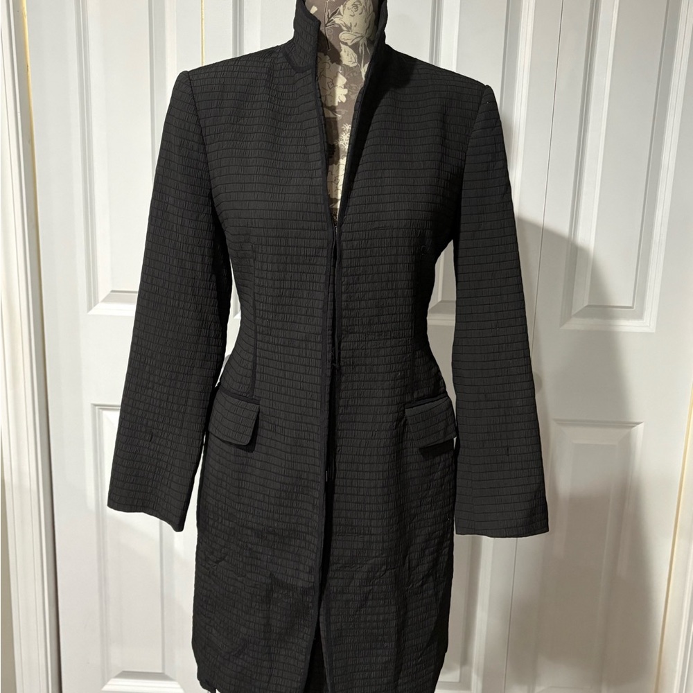 Anne Klein Black Longline Textured Blazer and skirt